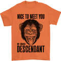 Chimp Evolved Dessendant Funny Monkey Ape Mens T-Shirt Cotton Gildan Orange