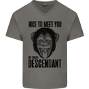 Chimp Evolved Dessendant Funny Monkey Ape Mens V-Neck Cotton T-Shirt Charcoal