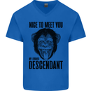 Chimp Evolved Dessendant Funny Monkey Ape Mens V-Neck Cotton T-Shirt Royal Blue