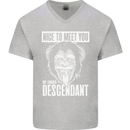Chimp Evolved Dessendant Funny Monkey Ape Mens V-Neck Cotton T-Shirt Sports Grey
