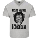 Chimp Evolved Dessendant Funny Monkey Ape Mens V-Neck Cotton T-Shirt Sports Grey
