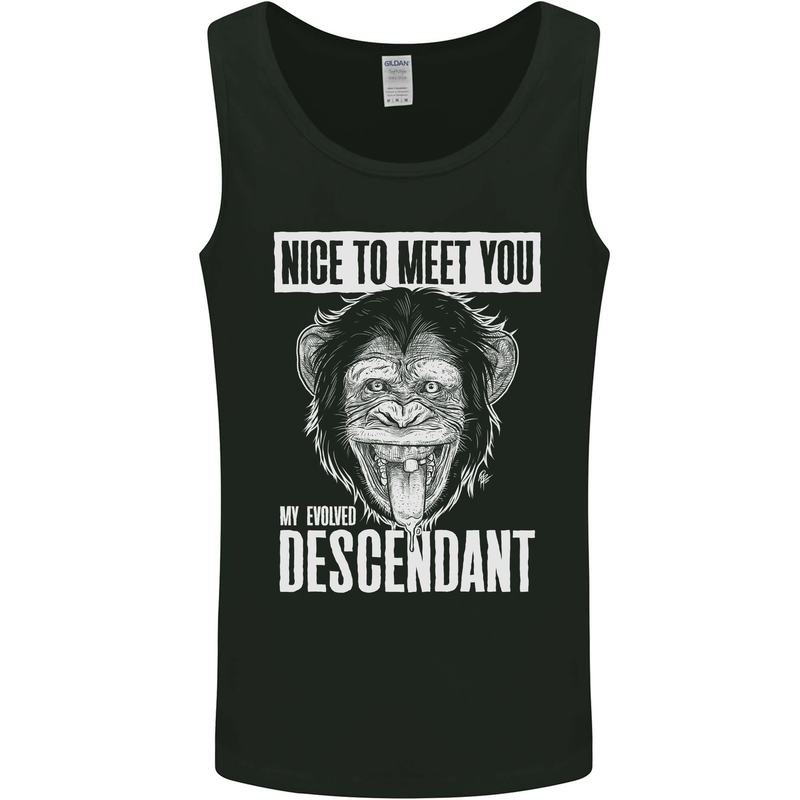 Chimp Evolved Dessendant Funny Monkey Ape Mens Vest Tank Top Black