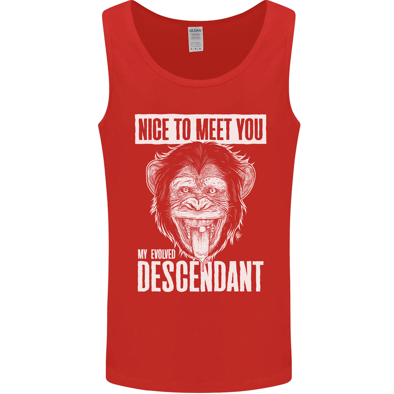 Chimp Evolved Dessendant Funny Monkey Ape Mens Vest Tank Top Red