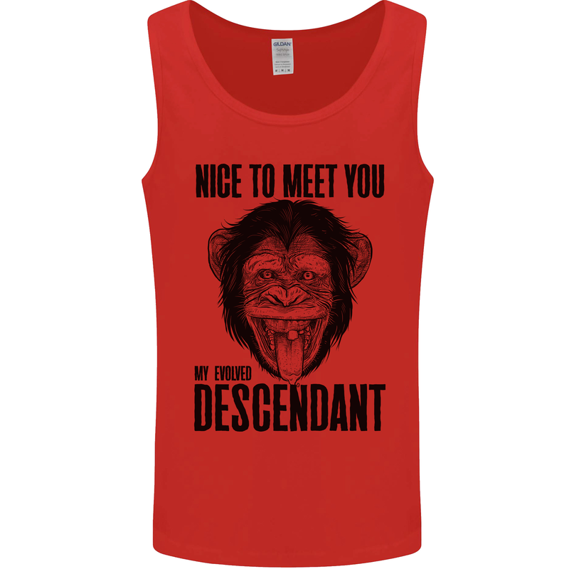 Chimp Evolved Dessendant Funny Monkey Ape Mens Vest Tank Top Red