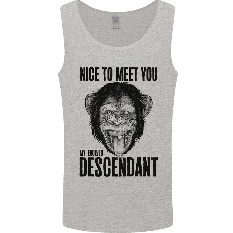 Chimp Evolved Dessendant Funny Monkey Ape Mens Vest Tank Top Sports Grey
