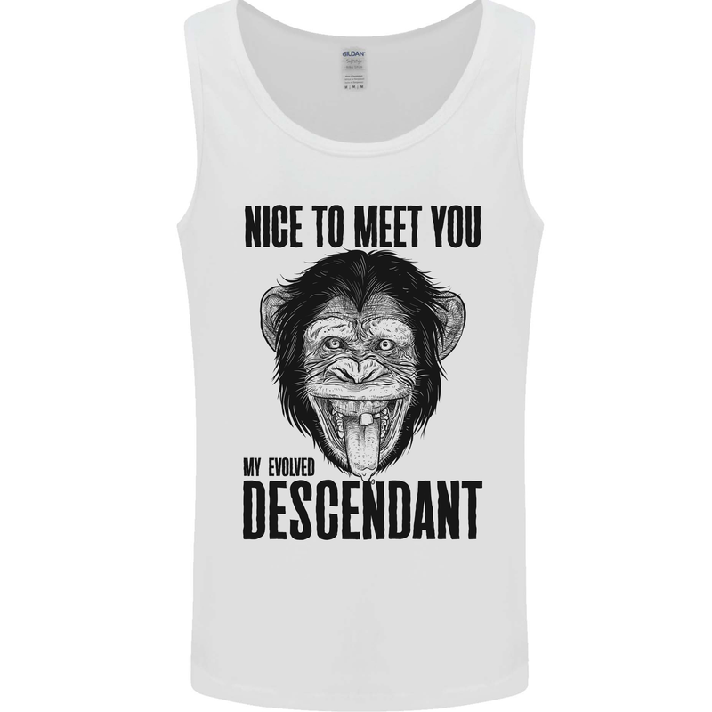 Chimp Evolved Dessendant Funny Monkey Ape Mens Vest Tank Top White