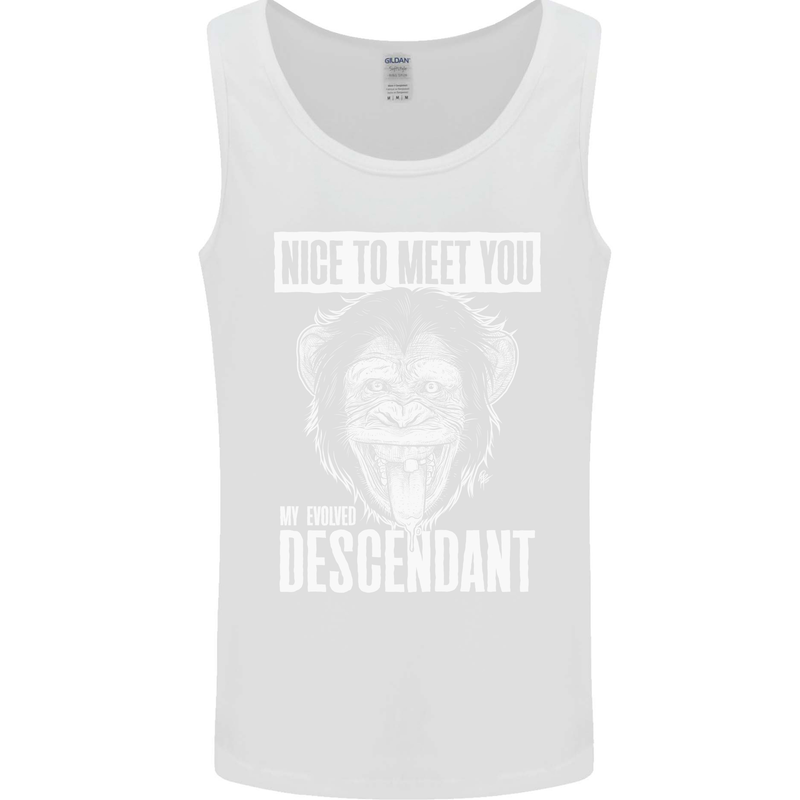 Chimp Evolved Dessendant Funny Monkey Ape Mens Vest Tank Top White
