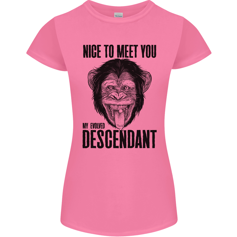 Chimp Evolved Dessendant Funny Monkey Ape Womens Petite Cut T-Shirt Azalea