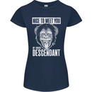 Chimp Evolved Dessendant Funny Monkey Ape Womens Petite Cut T-Shirt Navy Blue