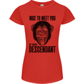 Chimp Evolved Dessendant Funny Monkey Ape Womens Petite Cut T-Shirt Red