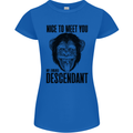 Chimp Evolved Dessendant Funny Monkey Ape Womens Petite Cut T-Shirt Royal Blue