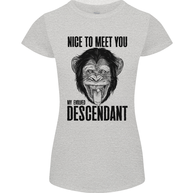 Chimp Evolved Dessendant Funny Monkey Ape Womens Petite Cut T-Shirt Sports Grey