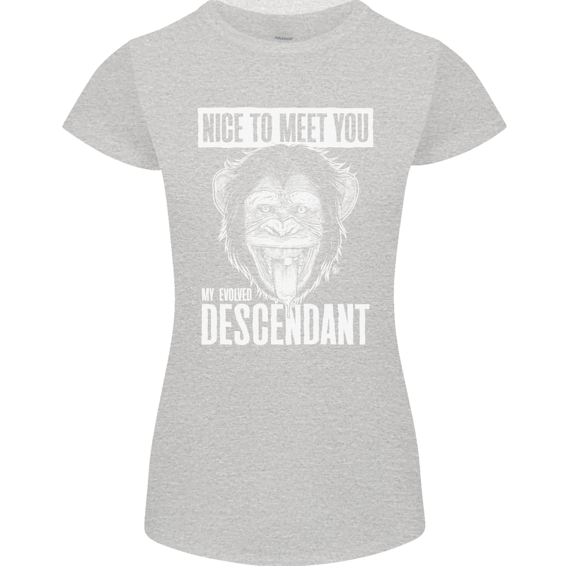 Chimp Evolved Dessendant Funny Monkey Ape Womens Petite Cut T-Shirt Sports Grey