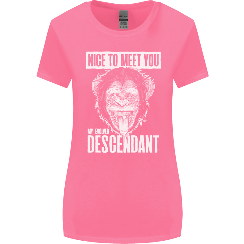 Chimp Evolved Dessendant Funny Monkey Ape Womens Wider Cut T-Shirt Azalea
