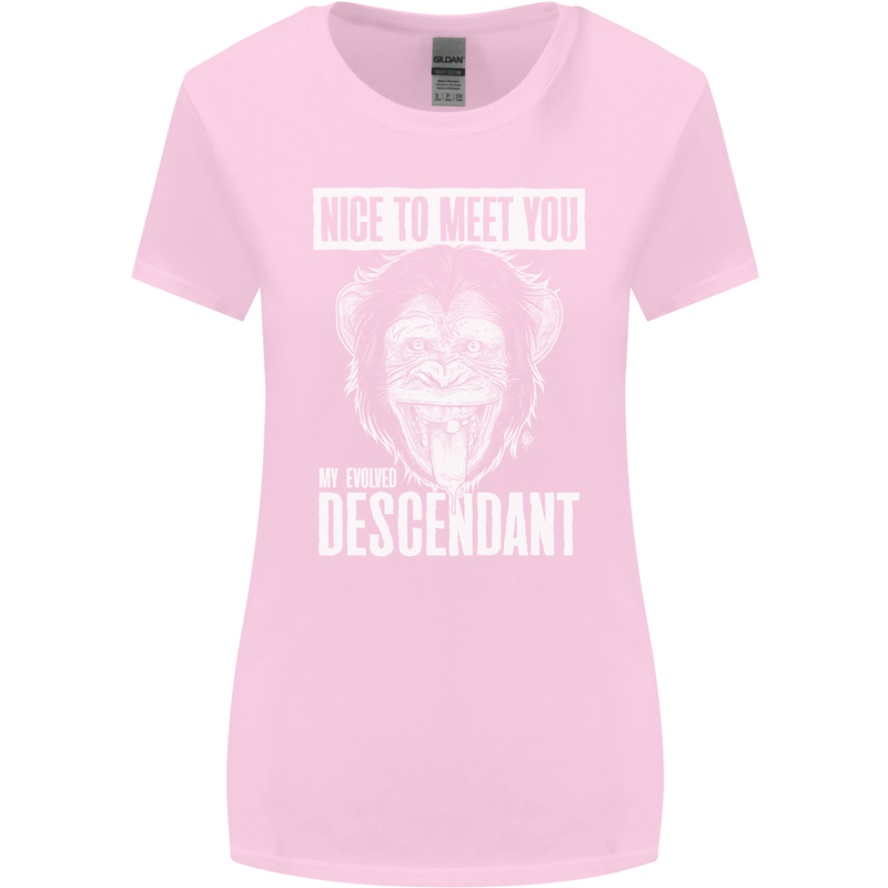 Chimp Evolved Dessendant Funny Monkey Ape Womens Wider Cut T-Shirt Light Pink