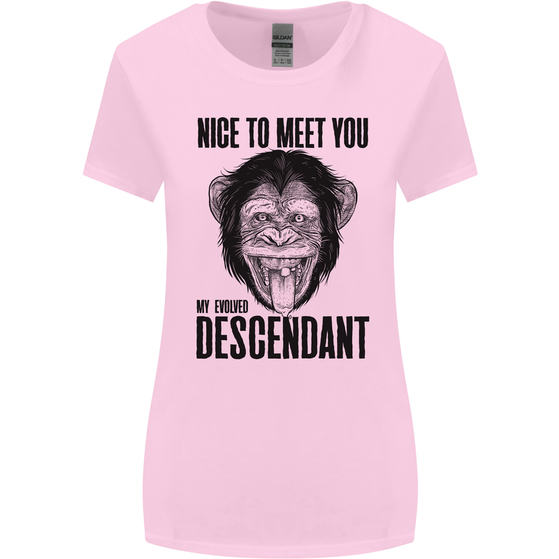 Chimp Evolved Dessendant Funny Monkey Ape Womens Wider Cut T-Shirt Light Pink
