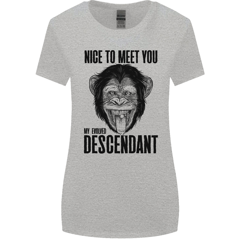 Chimp Evolved Dessendant Funny Monkey Ape Womens Wider Cut T-Shirt Sports Grey