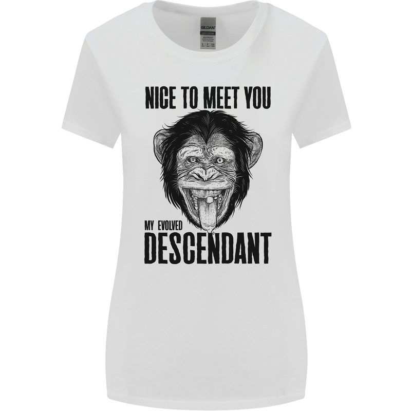 Chimp Evolved Dessendant Funny Monkey Ape Womens Wider Cut T-Shirt White
