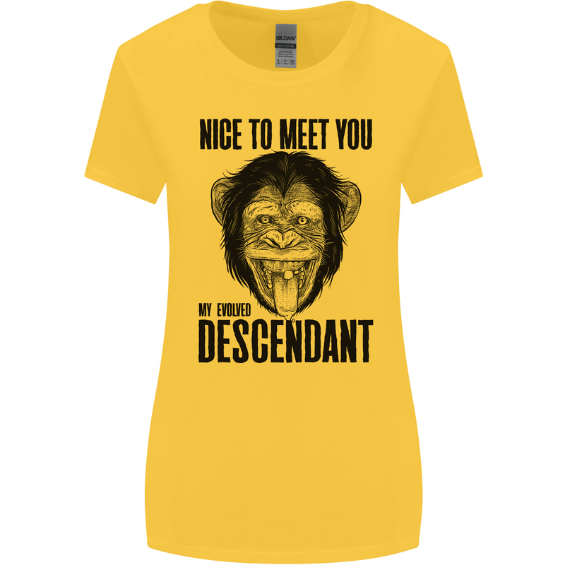Chimp Evolved Dessendant Funny Monkey Ape Womens Wider Cut T-Shirt Yellow