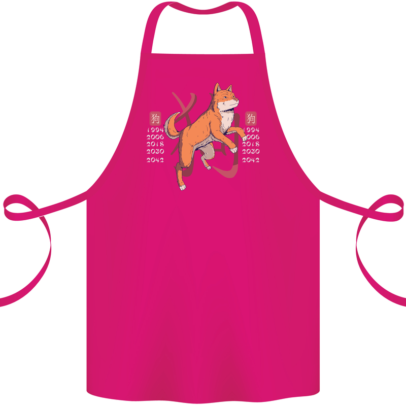 Chinese Zodiac Shengxiao Year of the Dog Cotton Apron 100% Organic Pink