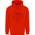 Chinese Zodiac Shengxiao Year of the Dog Mens 80% Cotton Hoodie Bright Red