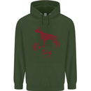 Chinese Zodiac Shengxiao Year of the Dog Mens 80% Cotton Hoodie Forest Green