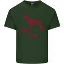 Chinese Zodiac Shengxiao Year of the Dog Mens Cotton T-Shirt Tee Top Forest Green