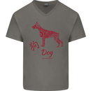 Chinese Zodiac Shengxiao Year of the Dog Mens V-Neck Cotton T-Shirt Charcoal