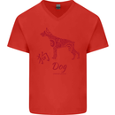 Chinese Zodiac Shengxiao Year of the Dog Mens V-Neck Cotton T-Shirt Red