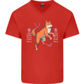 Chinese Zodiac Shengxiao Year of the Dog Mens V-Neck Cotton T-Shirt Red