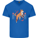 Chinese Zodiac Shengxiao Year of the Dog Mens V-Neck Cotton T-Shirt Royal Blue