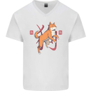 Chinese Zodiac Shengxiao Year of the Dog Mens V-Neck Cotton T-Shirt White