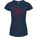 Chinese Zodiac Shengxiao Year of the Dog Womens Petite Cut T-Shirt Navy Blue