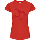 Chinese Zodiac Shengxiao Year of the Dog Womens Petite Cut T-Shirt Red