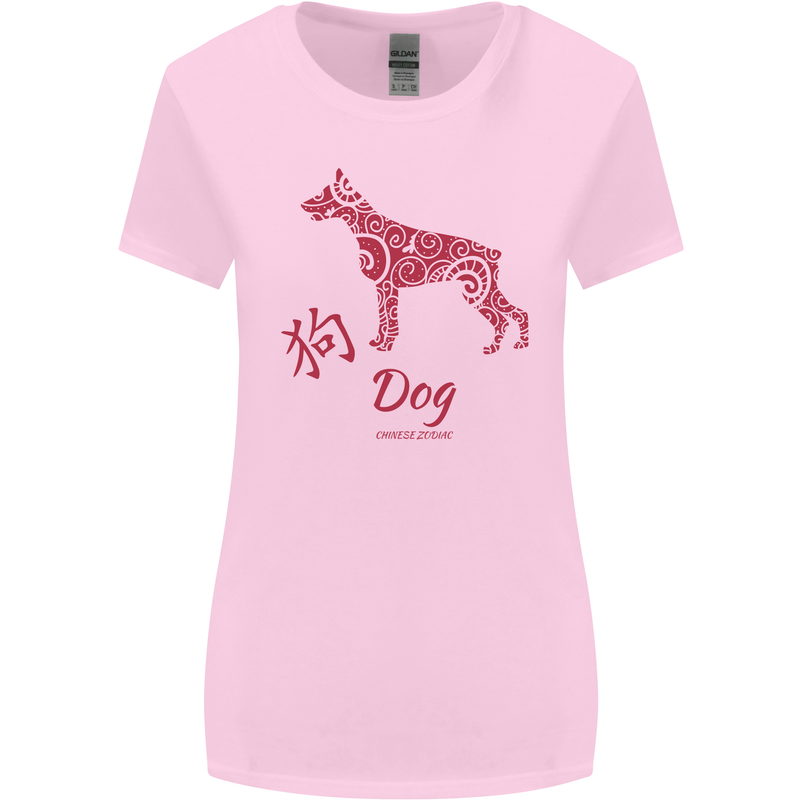 Chinese Zodiac Shengxiao Year of the Dog Womens Wider Cut T-Shirt Light Pink