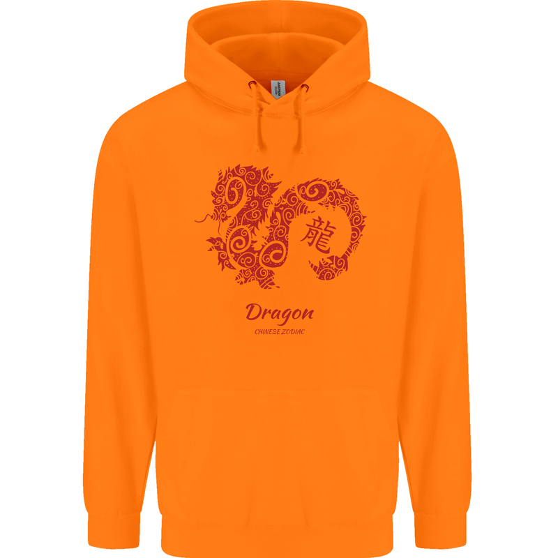 Chinese Zodiac Shengxiao Year of the Dragon Childrens Kids Hoodie Orange