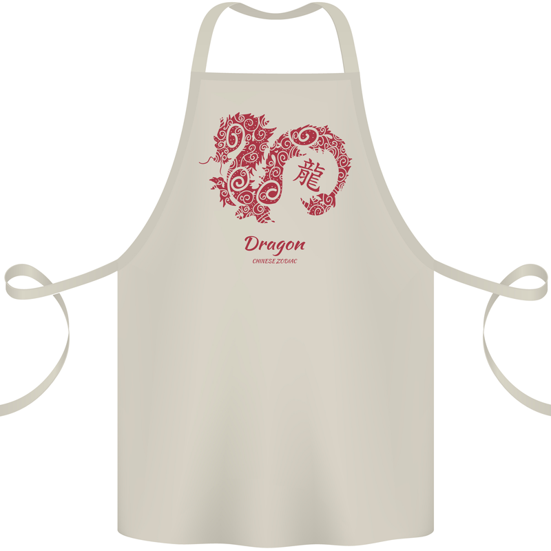 Chinese Zodiac Shengxiao Year of the Dragon Cotton Apron 100% Organic Natural