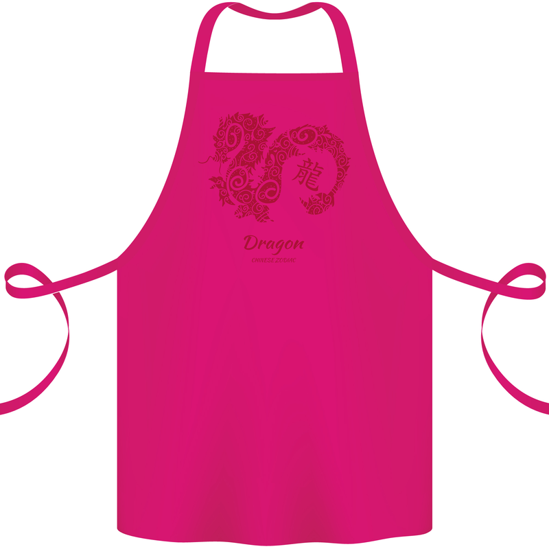 Chinese Zodiac Shengxiao Year of the Dragon Cotton Apron 100% Organic Pink