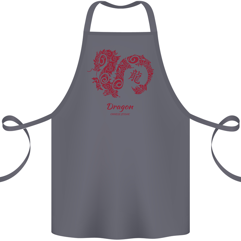 Chinese Zodiac Shengxiao Year of the Dragon Cotton Apron 100% Organic Steel