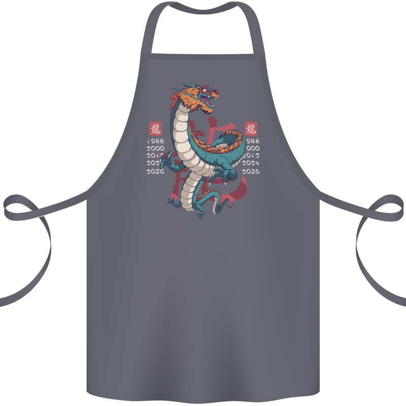 Chinese Zodiac Shengxiao Year of the Dragon Cotton Apron 100% Organic Steel
