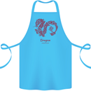 Chinese Zodiac Shengxiao Year of the Dragon Cotton Apron 100% Organic Turquoise