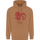 Chinese Zodiac Shengxiao Year of the Dragon Mens 80% Cotton Hoodie Caramel Latte