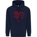 Chinese Zodiac Shengxiao Year of the Dragon Mens 80% Cotton Hoodie Navy Blue