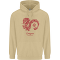 Chinese Zodiac Shengxiao Year of the Dragon Mens 80% Cotton Hoodie Sand