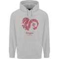 Chinese Zodiac Shengxiao Year of the Dragon Mens 80% Cotton Hoodie Sports Grey