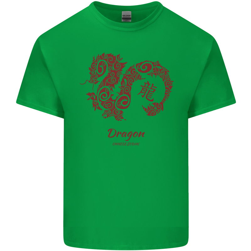Chinese Zodiac Shengxiao Year of the Dragon Mens Cotton T-Shirt Tee Top Irish Green