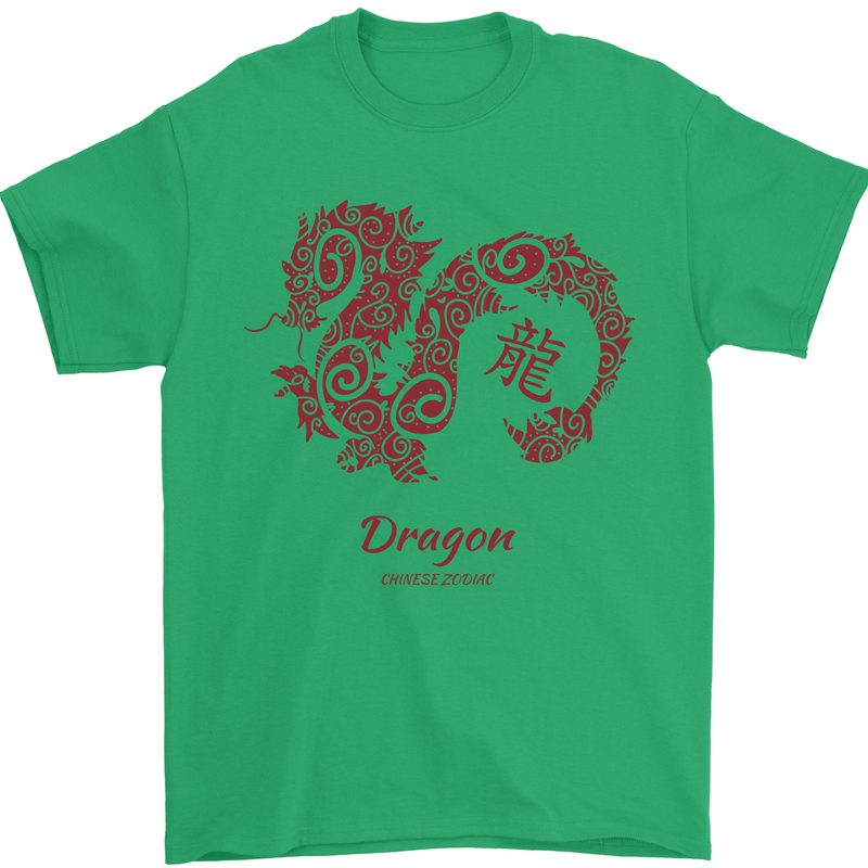 Chinese Zodiac Shengxiao Year of the Dragon Mens T-Shirt Cotton Gildan Irish Green