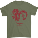 Chinese Zodiac Shengxiao Year of the Dragon Mens T-Shirt Cotton Gildan Military Green