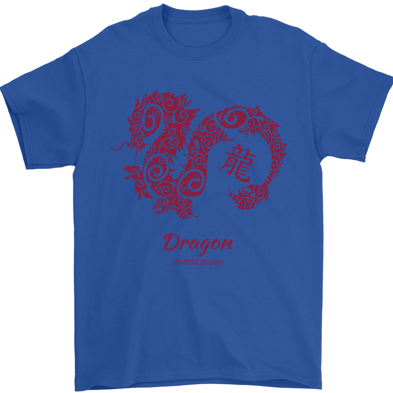 Chinese Zodiac Shengxiao Year of the Dragon Mens T-Shirt Cotton Gildan Royal Blue