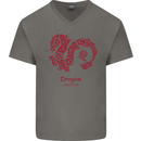 Chinese Zodiac Shengxiao Year of the Dragon Mens V-Neck Cotton T-Shirt Charcoal